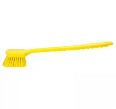 Щетка для мытья оборудования пластиковая на длинной ручке, жесткая HACCPER желтая
